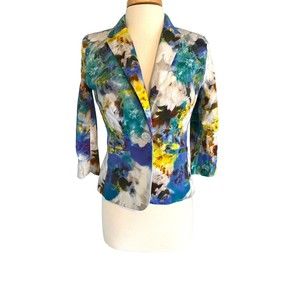 Elementz Blazer Jacket Floral Watercolor Career Office Artsy Womens S